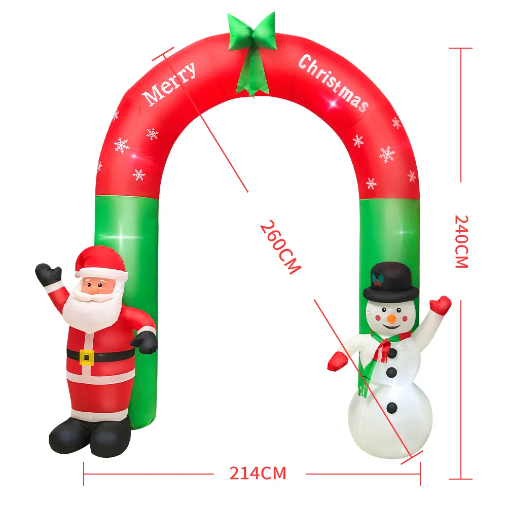 LED Juldekorationer Uppblåsbara Modell Xmas Scene Dekoration Ornaments Santa Claus Snowman Hem Garden Entré Välkommen Arch XD24810