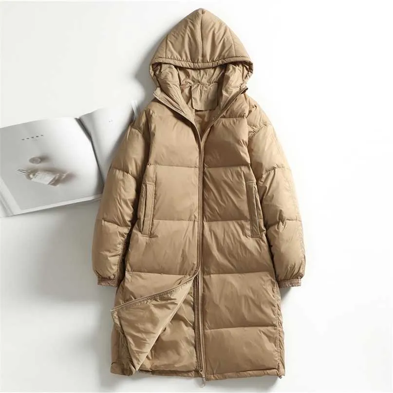 Зимняя женская пуховая куртка, длинное пальто, женская легкая парка большого размера, толстая теплая свободная пуховик, ультра легкая парка 211216