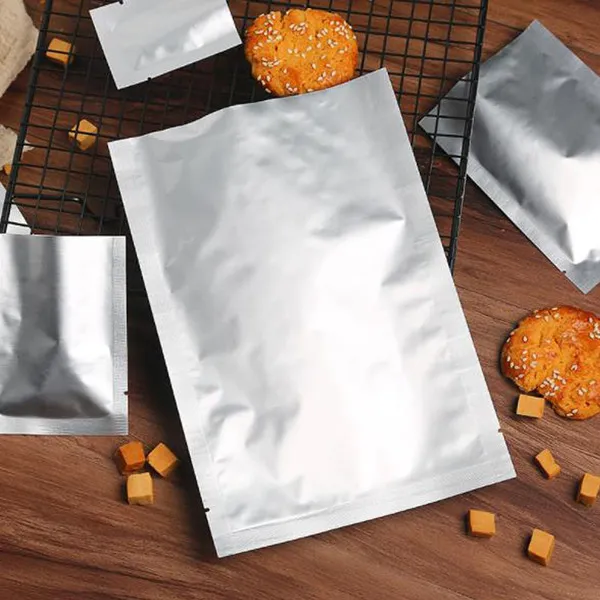 200 pçs sacos de folha de alumínio prata mylar selador a vácuo zíper saco de poupança de alimentos bolsas de armazenamento para cozinha Supplies206K