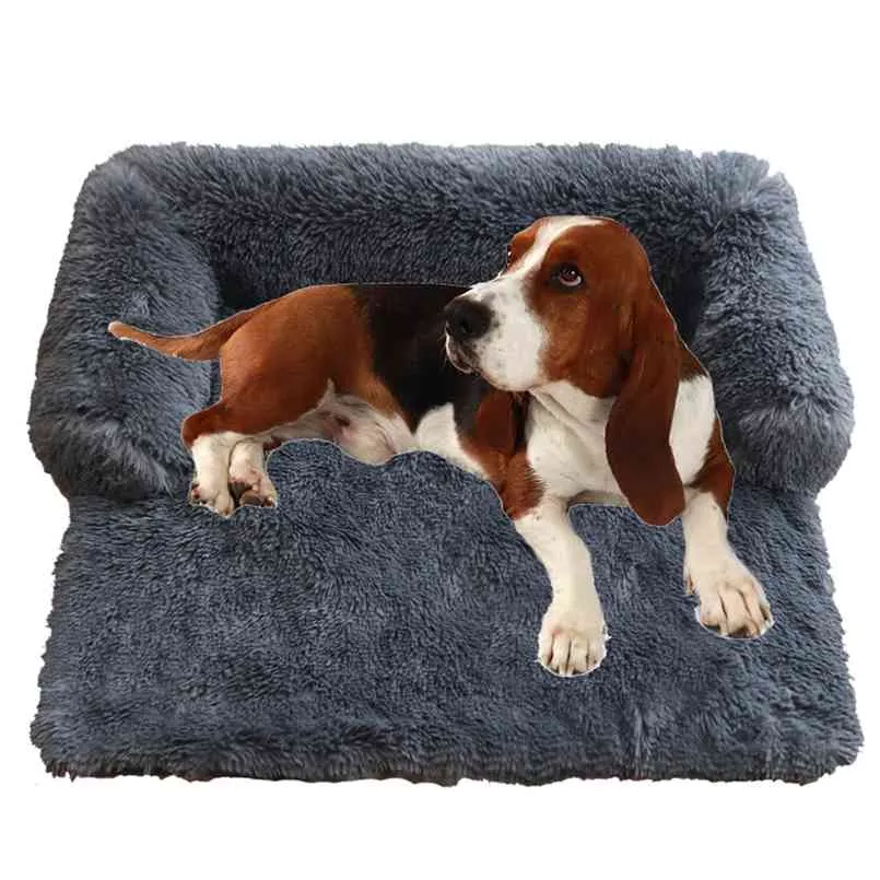 Grand chien canapé-lit avec fermeture éclair amovible lavable couverture peluche chaud chenil hiver chat lits bien dormir couverture chats tapis 210924