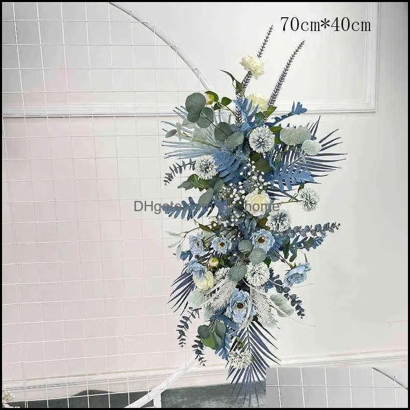 Decorative Flowers Bruiloft Props Kunstmatige Crescent Bloem Rij Regeling Tafel Bal Afgewerkte T Stage Road Lead Wedding Arch Decor en