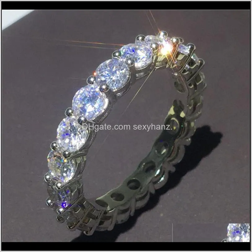 vintage fashion jewelry princess cz diamond eternity iced out wedding engagement ring for women gift