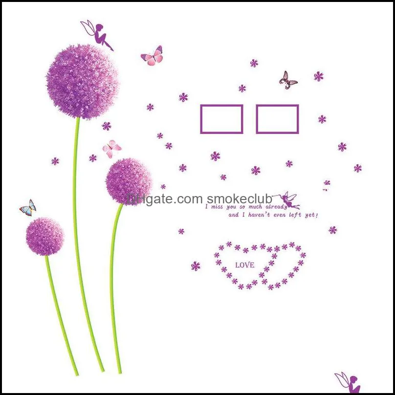 Dandelion Love PVC Wall Stickers Living Room Art Decal Removeable Wallpaper Mural Sticker For Bedroom