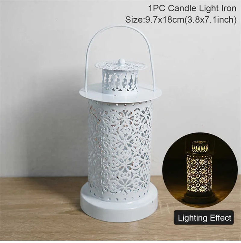Hollow Wind Lanterns Iron Craft Hollow Decorative Candlestick Led Candle Lights DIY Festival Party Home Decor