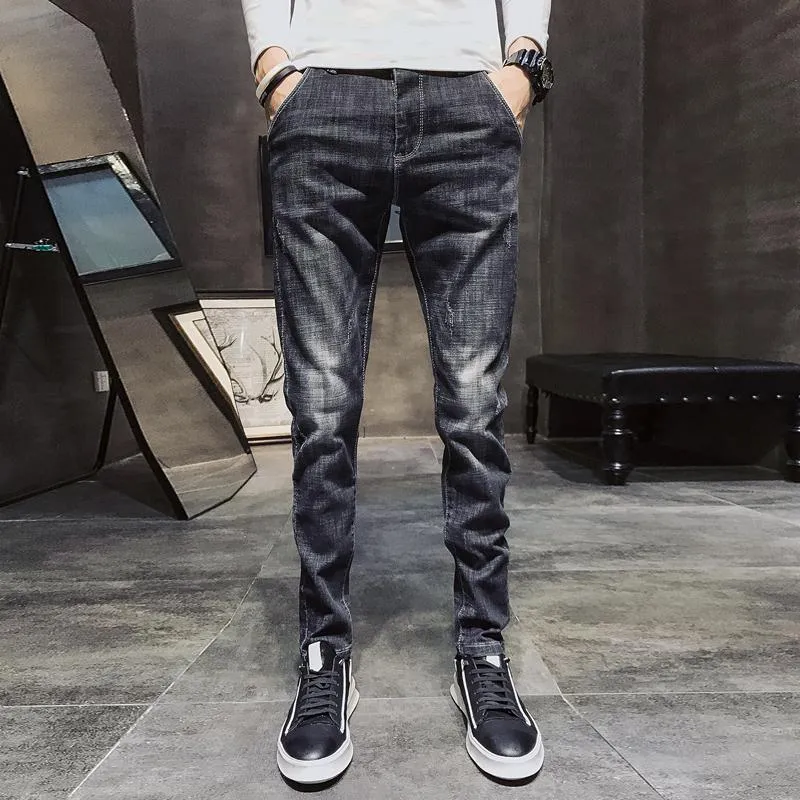 Весна черный классический дизайнер моды тощие джинсы осень мужчин мужские повседневные высококачественные стрейч стройные подходят джинсовые брюки мужские