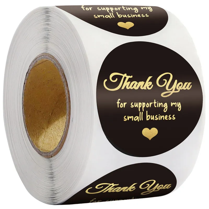 500pcs 1inch 1.5inch Thank You Paper Adhesive Stickers Gift Box Baking Bag Package Envelope Business Party Label Decor