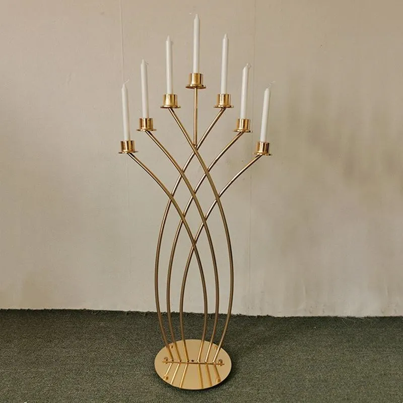 DIY Metal Candelabra 7 Arms Candle Holders Bröllopsbordet Centerpieces Road Lead Christmas för hemfest dekoration