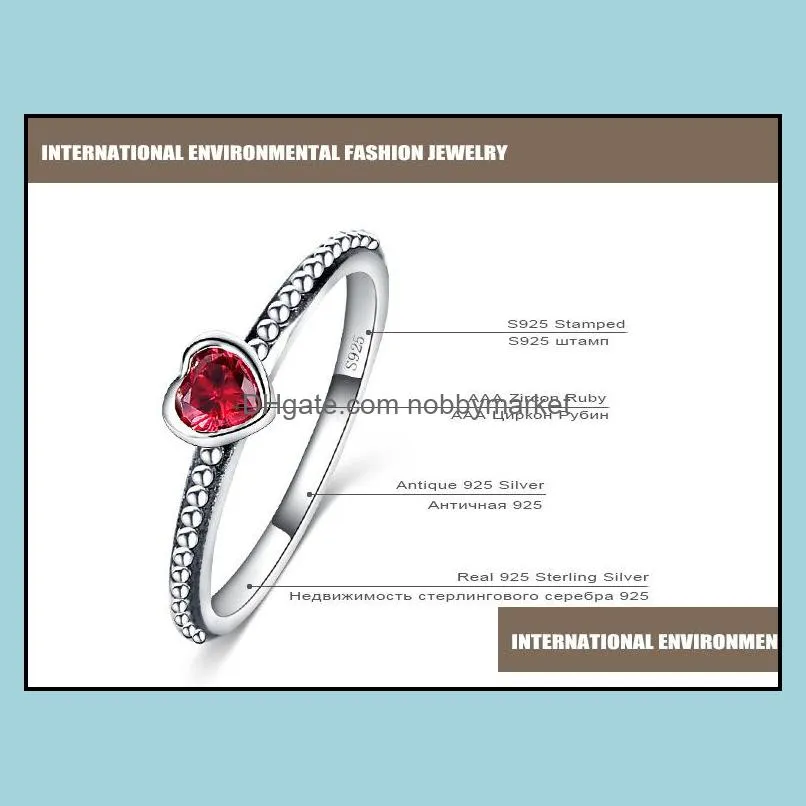 Hot Sale Real 925 Sterling Silver Wedding Rings for Women Silver White Red Pink diamond Rings Ladies Engagement Jewelry Gift