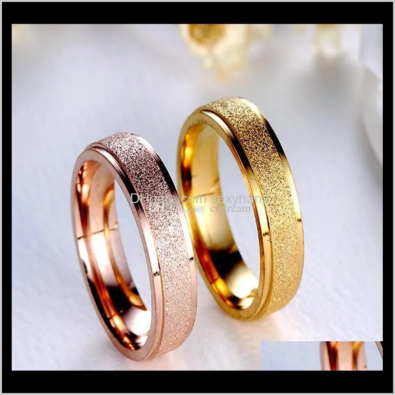 frosted ring stainless steel dull polish ring silver gold band rings women mens rings fashion jewelry will and sandy new