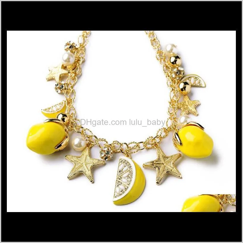 s1551 hot fashion jewelry lemon starfish bracelet fruit beads charms chain bracelet