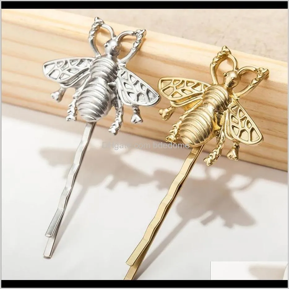 fashion simple 1 shape alloy diecast bee hairpin gold and silver plated for women hair clip gift