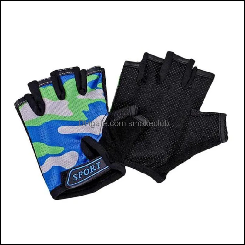 Cycling Gloves Kids Camouflage Children`s Half Finger Bicycle Non-slip Bike Riding Equipment For Sports