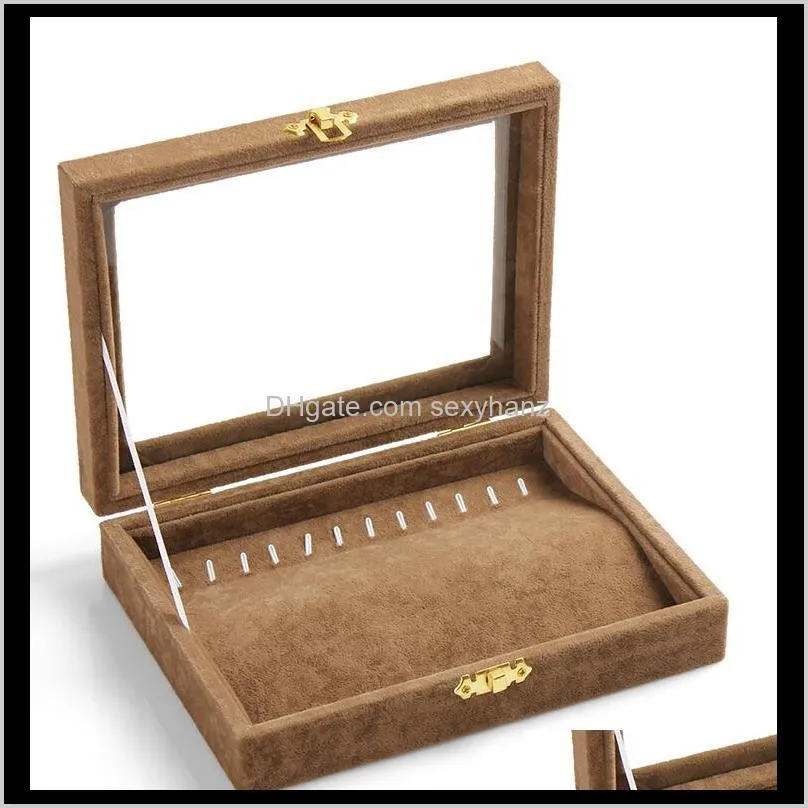 quality jewelry tray with glass lid bracelet holder pendant necklace tray jewelry display storage box jewelry organizer