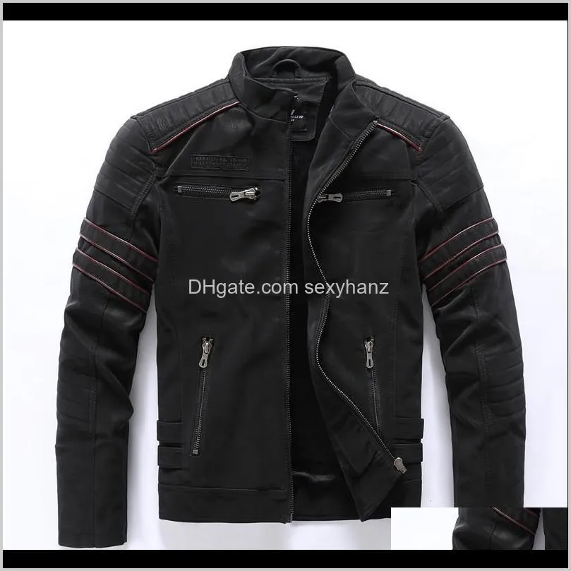 Jackets Outerwear & Clothing Apparel Drop Delivery 2021 Autumn Winter Mens Casual Fashion Stand Collar Motorcycle Jacket Men Slim Pu Leather