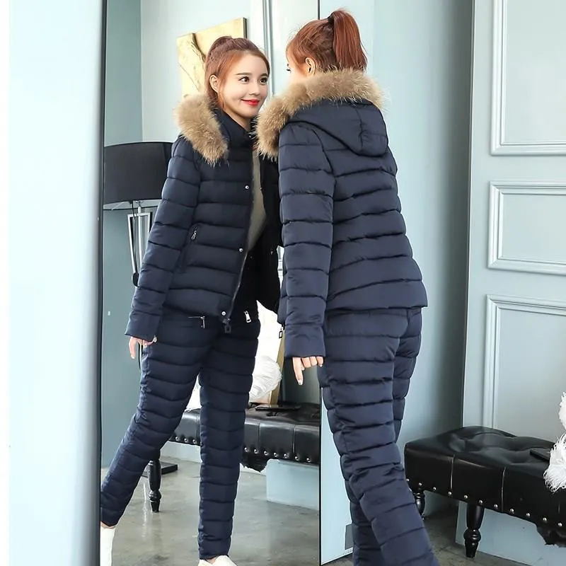 Womens Winter Snow Set: Hooded Winter Dress With Down Cotton Jacket And  Coat From Cinda02, $50.17