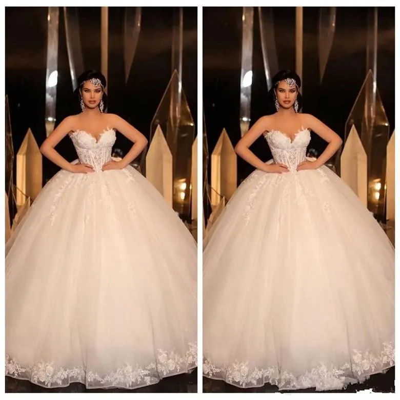 Дубай арабский ASO EBI плюс размер шарикового платья свадебные платья свадебные платья Милая многоуровневая тюль разведка поезда выставленные набеду Корсет вверх назад Vestido de Novia