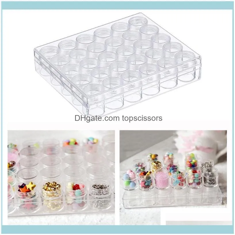 Clear Plastic Bead Storage Containers Set With 30 Pieces Jars Nail Art Accessory Box Bottles Lid For DIY Manicure Kits