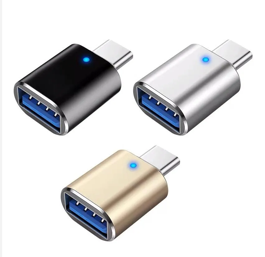 Тип C адаптеров к USB 3.0 адаптер Type-C USBC OTG кабель для MacBook Pro Air Samsung S10 S20 светодиодный свет