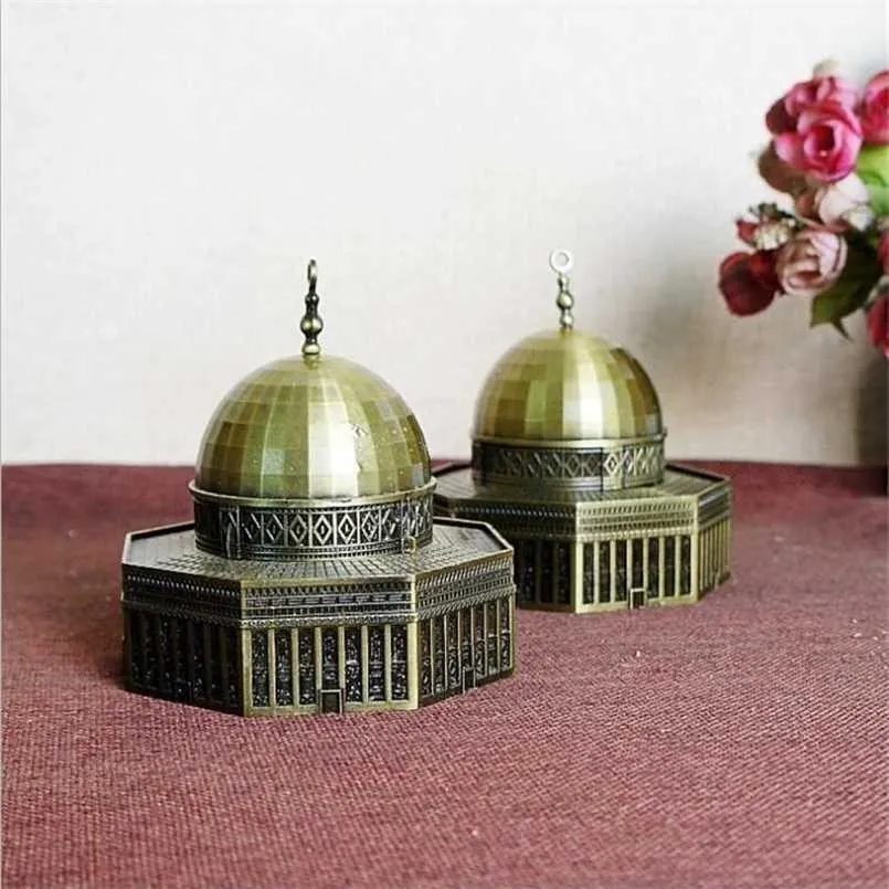 Retro Słynne Landmark Model architektoniczny Jerozolima Dome Metalowa Figurka Statua Home Office Decor Decor Prezent Pamiątkowe 211108