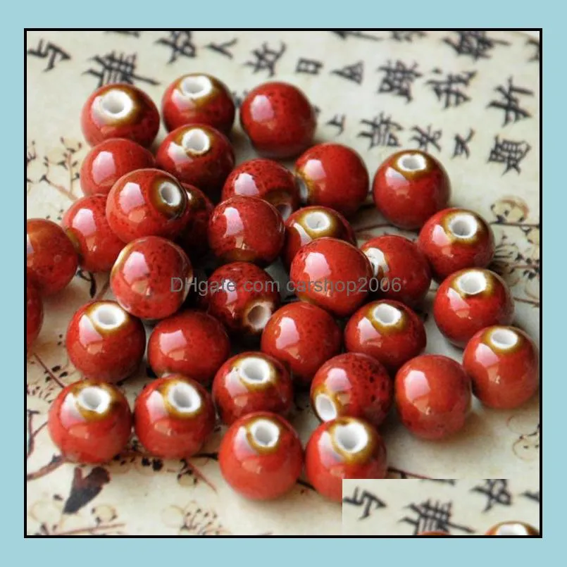 10mm Ceramic Loose Beads DIY Round Woven Material Flower Glaze Bead