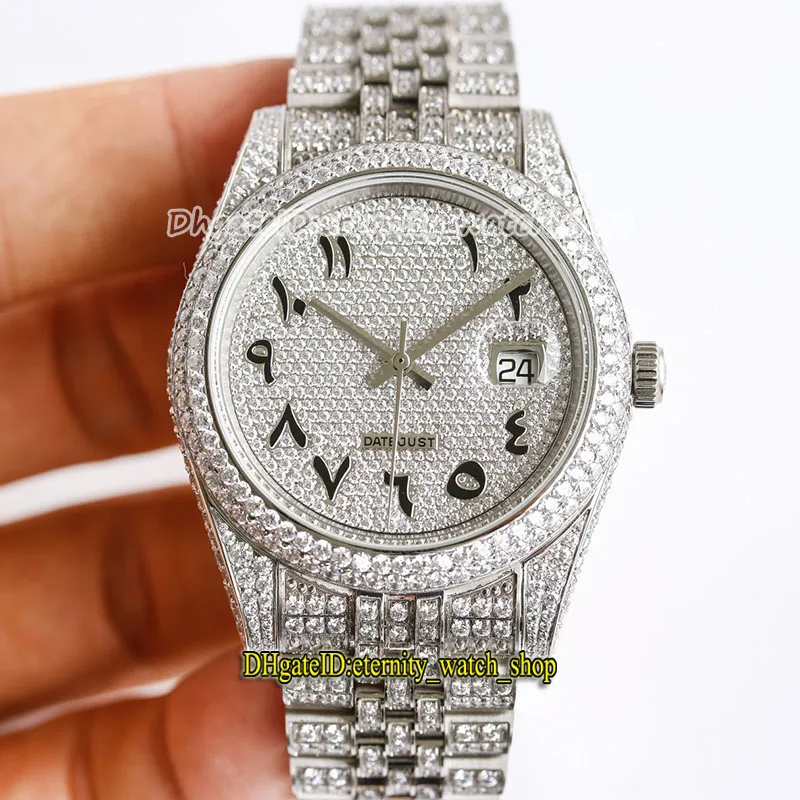 eternity Watches Latest products 126334 228396 228348 Arab Diamonds Dial 3255 Automatic Mechanical Iced Out Full Mens Watch 904L Steel Diamond Case And Bracelet