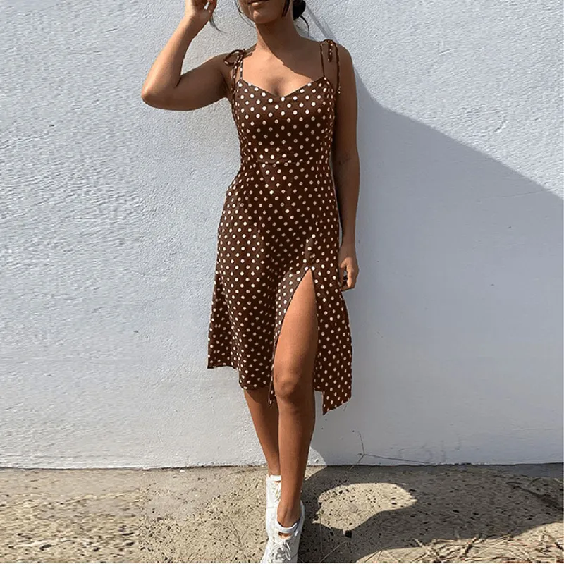 white christmas dresses Elegant Solid Color Pleated Hem Spaghetti Strap Summer Dress for Women –  Canary Houze main image 1