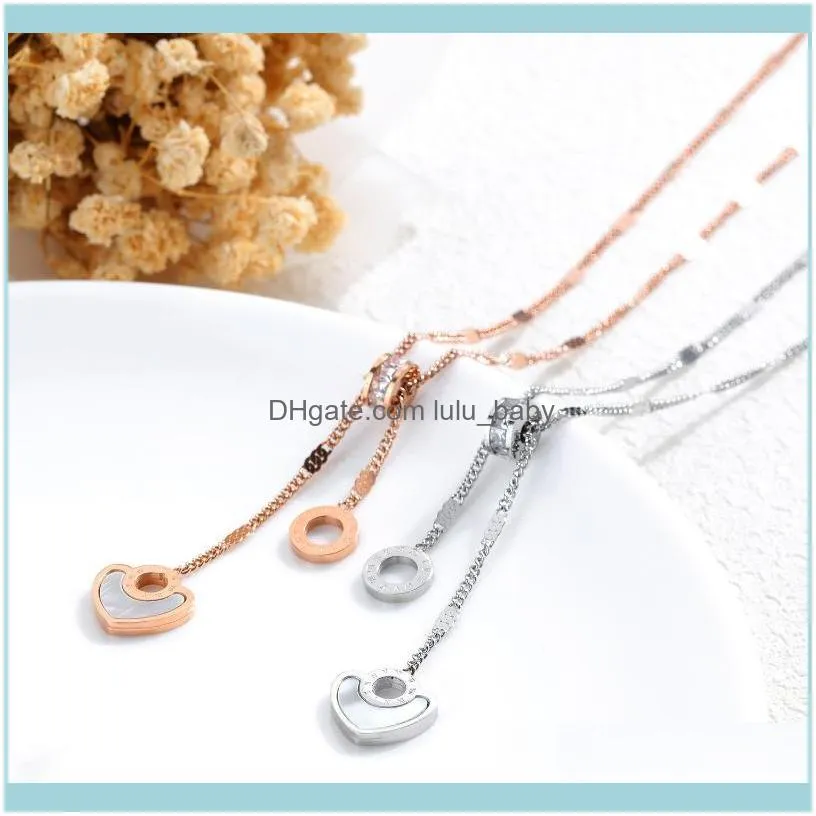 Chains Hemiston European Classic Copper-plated Rose Gold Necklace Heart-shaped Baibei Roman Circle With Zircon1