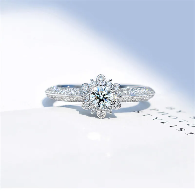 Классическая женская цветочная лаборатория алмазное кольцо стерлингового серебра 925 съедобное кольца для женщин