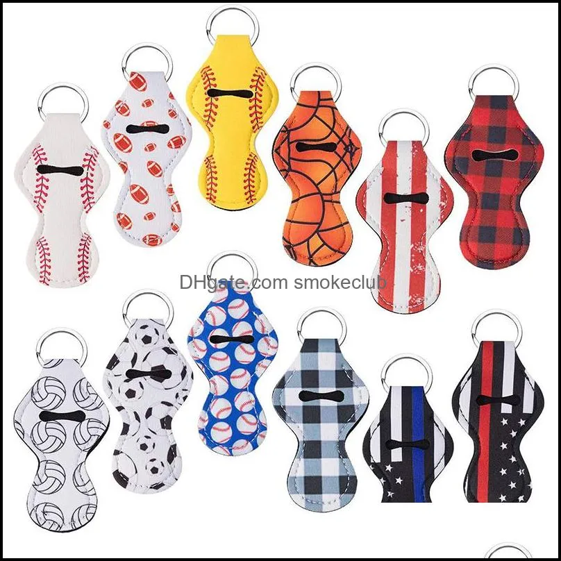 Various Pattern Printing Chapstick Holder Keychain Girl Lipstick Keychain Holder For Party Favors Valentines Gifts Free DHL