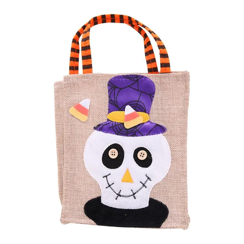 26*15cm Festive Party Supplies Halloween Linen Tote Bag Pumpkin Candy Storage Bags 4 Styles Halloweens Decoration Handbag T9I001370 300pcs