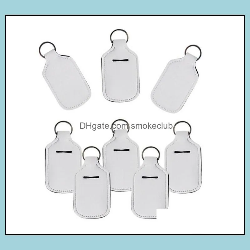 Neoprene Keychain for for 30ml Hand Sanitizer Mini Bottle Cover White Color Rectangle Shape Chapstick Holder Free ship