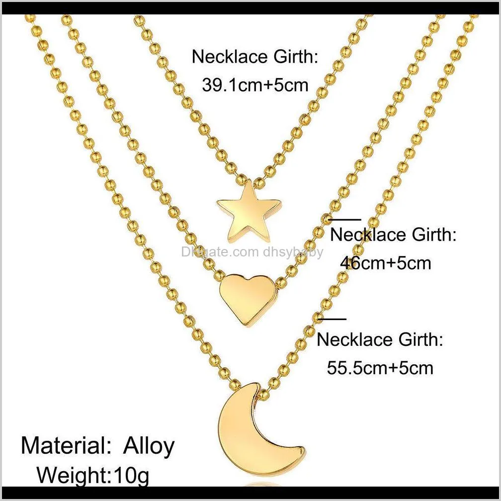 women bohemian necklace gold pendant necklace clavicle chain creative retro simple star moon love style pendant necklace jewelry