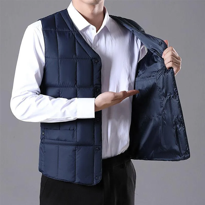 Men s Vests Mens Winter Vest Jacket Coats Warm Duck Down Filler 2021 Spring Autumn Arrived Male Slim Casual Waistcoat Blue Armygreen 5XL