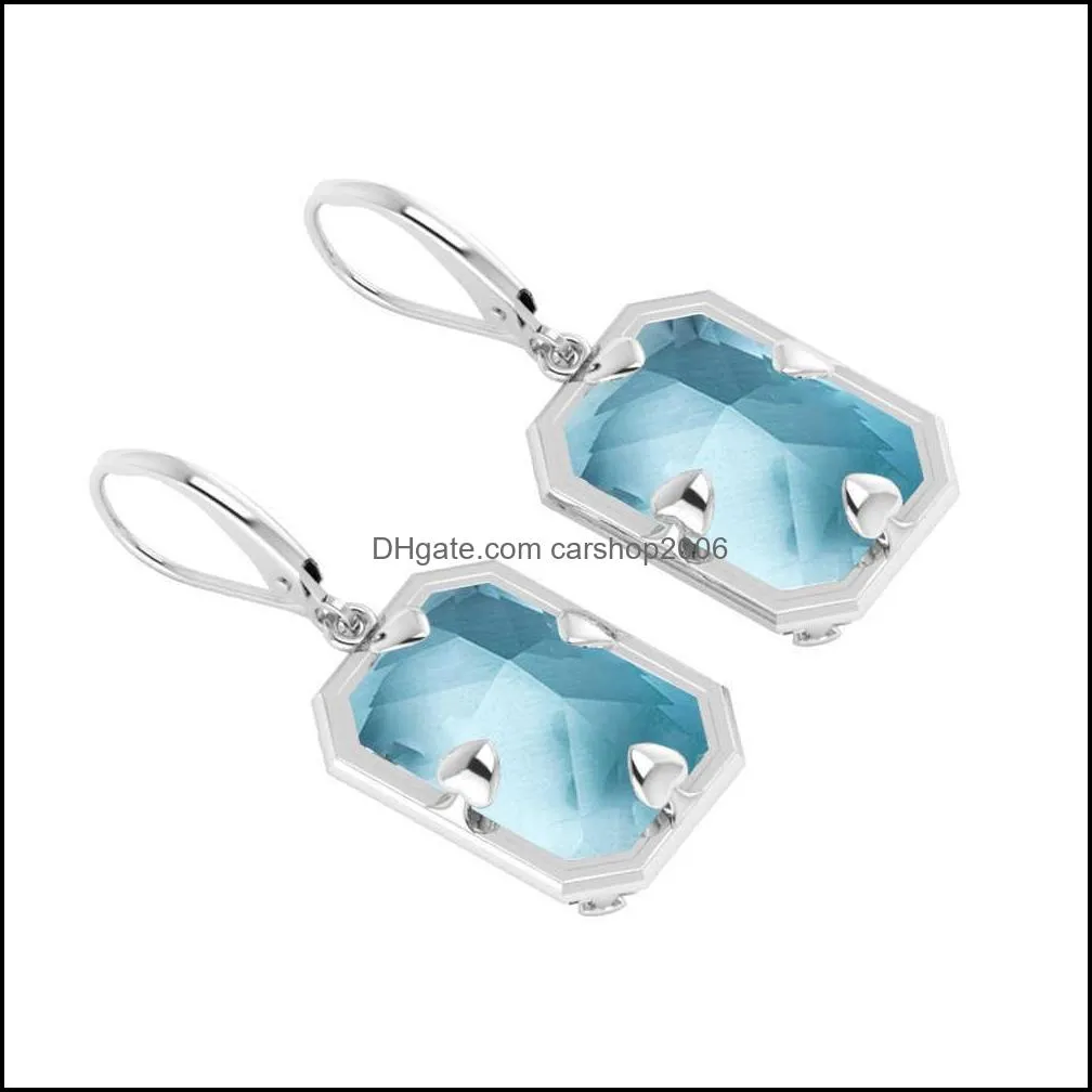 Szjinao Real Sterling 925 Earrings For Women Long Brand Jewelry Gemstone Aquamarine 925 Silver Earring Brilliant Gift