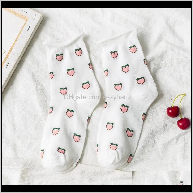 cute edge white funny socks fruit design banana peach cherry carrot strawberry socks women calcetines divertidos harajuku sokken