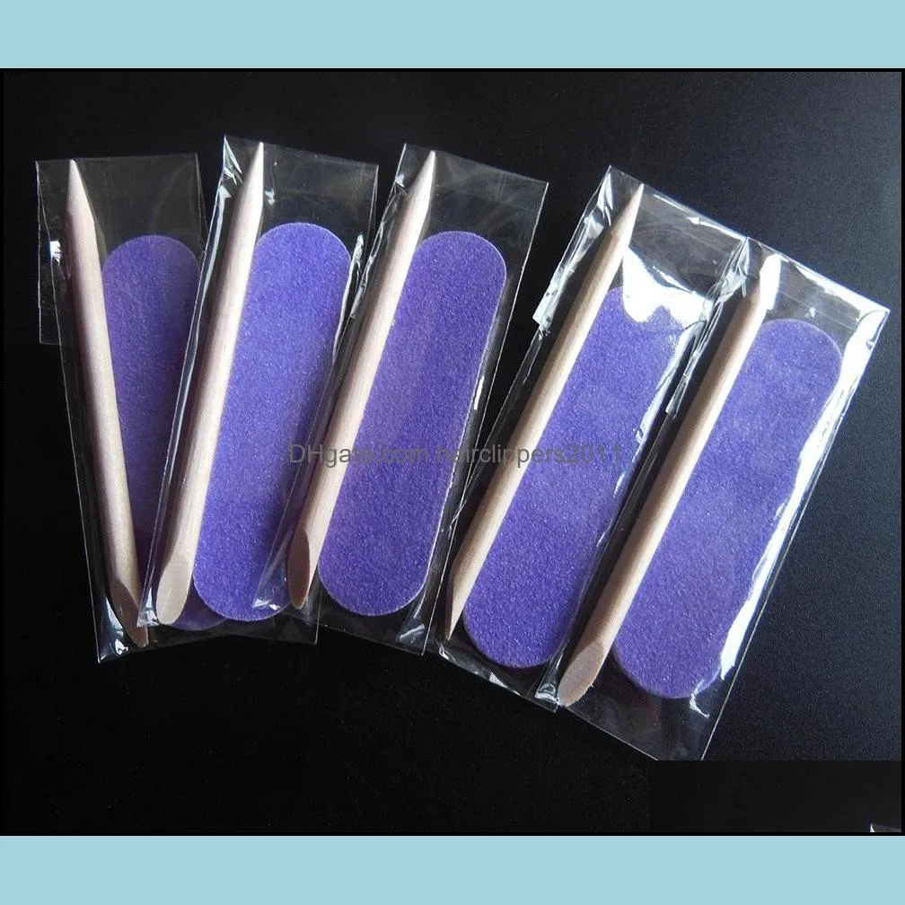 Wholesale- 10 pcs mini manicure set pedicure kit disposable nail kit hotel nail file wood nail file cuticle wood stick