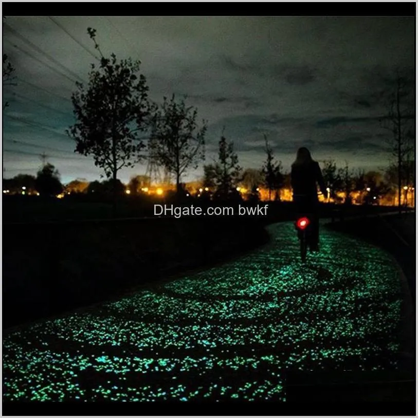 bakhuk 100 pcs blue /green glow stone in the dark glow pebble blue for garden walkway and decor