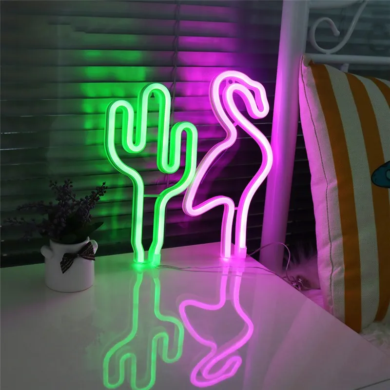 Star / Flamingo / Cactus / Julgran / Läppar Neon Led Night Light Festival Party Interior Kids Home Lamp Leds Neons Lighting