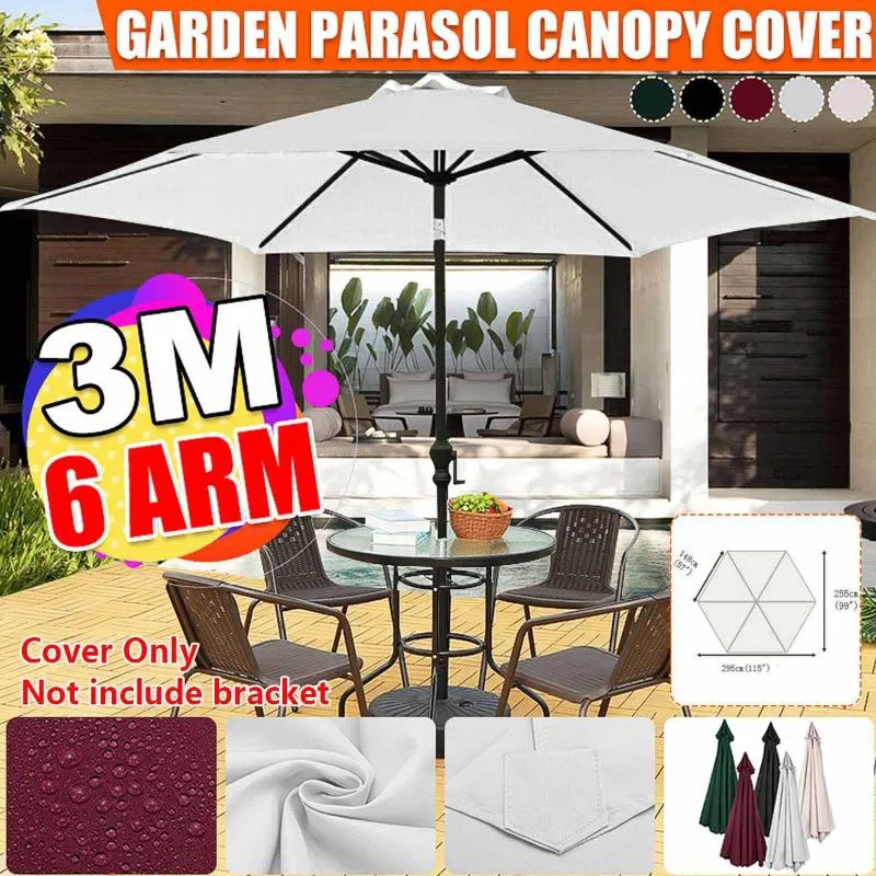 Ombra 3M 6 Ossa Ombrellone Patio Ombrellone da giardino Ombrellone Copertura impermeabile Anti UV Riparo da spiaggia per esterni