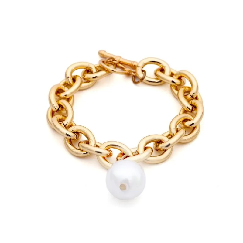 Link, Chain Bohemian Imitation Pearl Pendant Bracelet Bangle Cuff Accessories Punk Heavy Thick Jewelry Gift