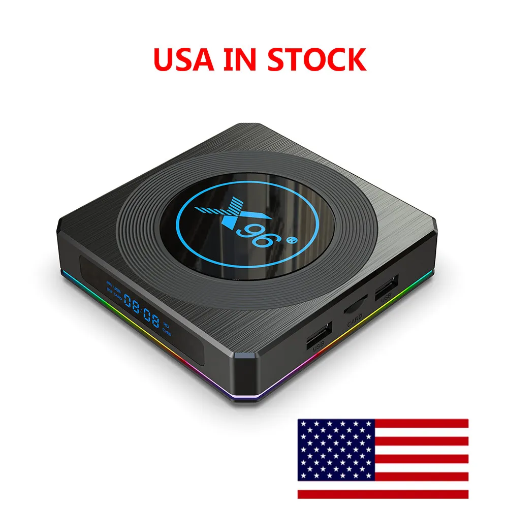 USA x96 x4 x4テレビボックスAndroid 11 Amlogic S905x4 4GB 32GB Quad Core 2.4G/5G WiFi BT4.1 8Kメディアプレーヤー