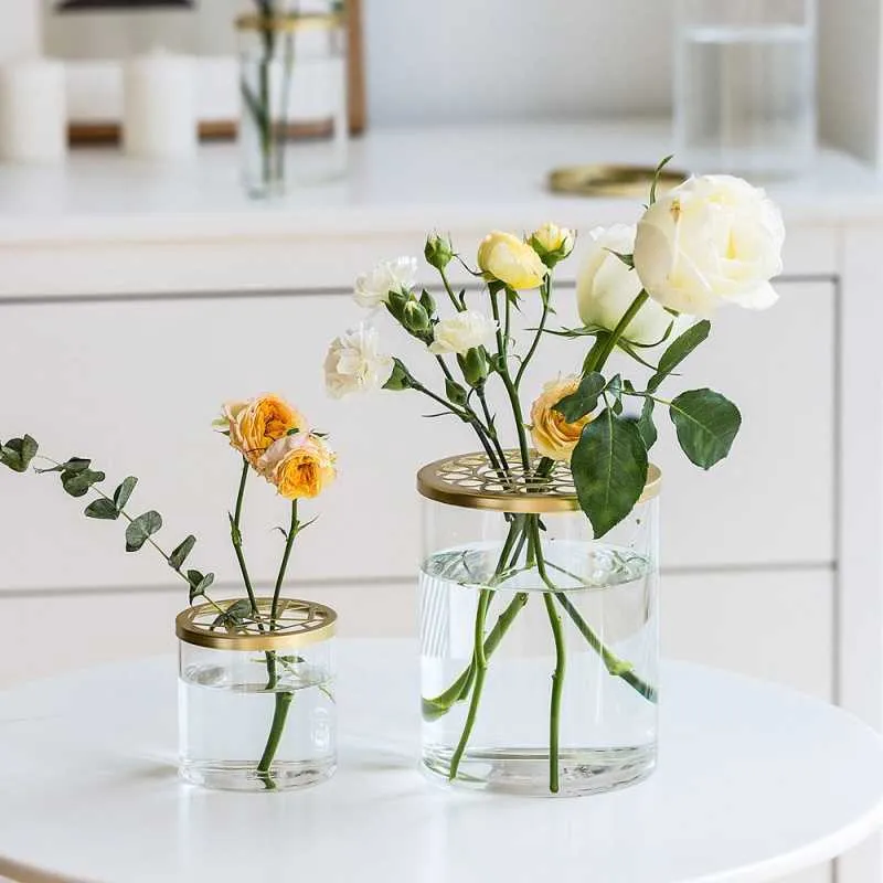 Nordic Simple Creative Home Flower Arrangemang Vase Dekorativ kopp Dekoration Vardagsrum Glas Växt Vaser Tabletop Hydroponic 210623