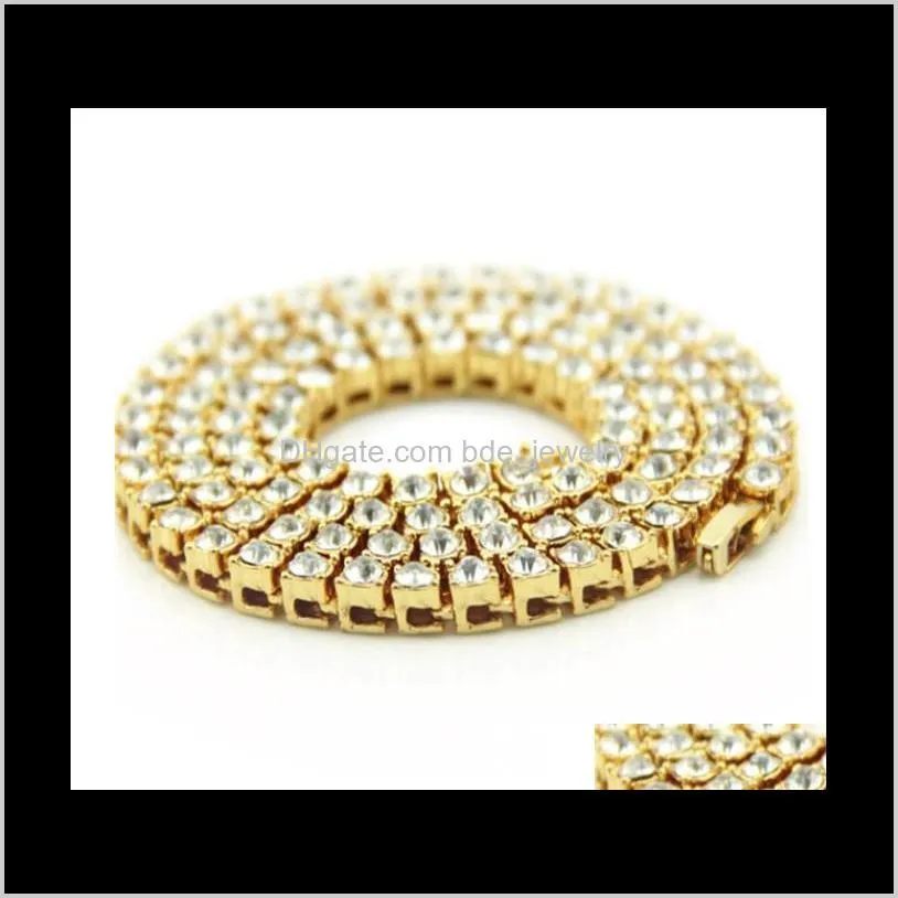 men`s hip hop bling bling iced out tennis chain 1 row 3mm/4mm necklaces sumptuous clastic high grade men chain fashion jewelry gold