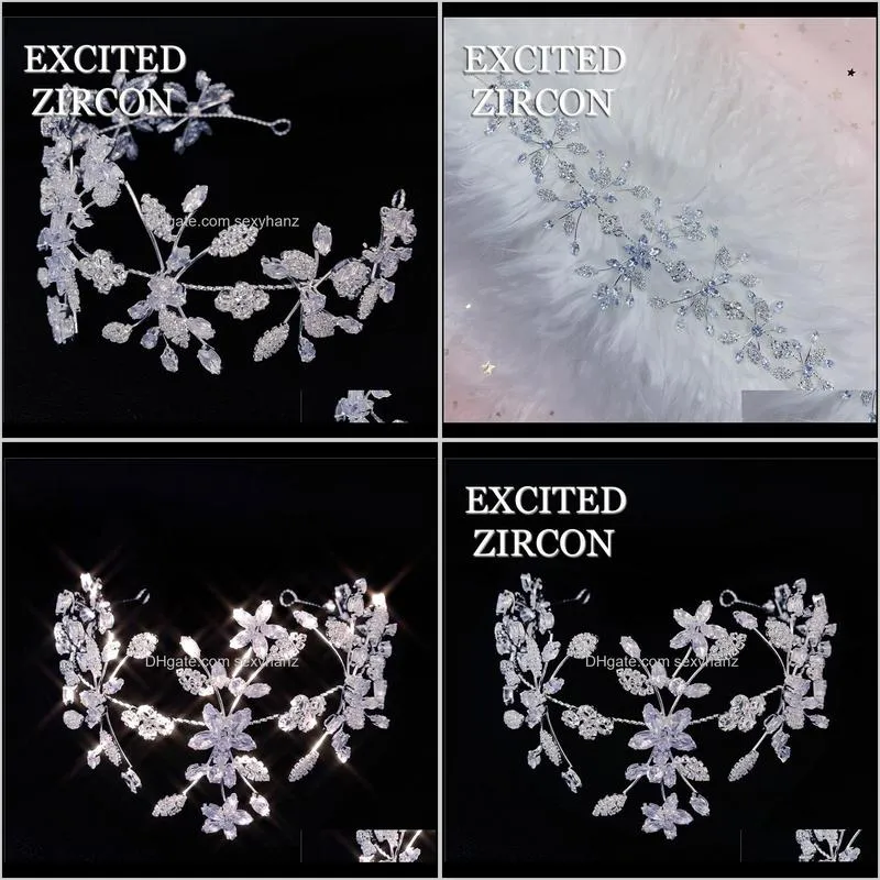 excited zircon luxury fashion wedding zircon ladies bridal hair tiara bridal crown princess crown accessories