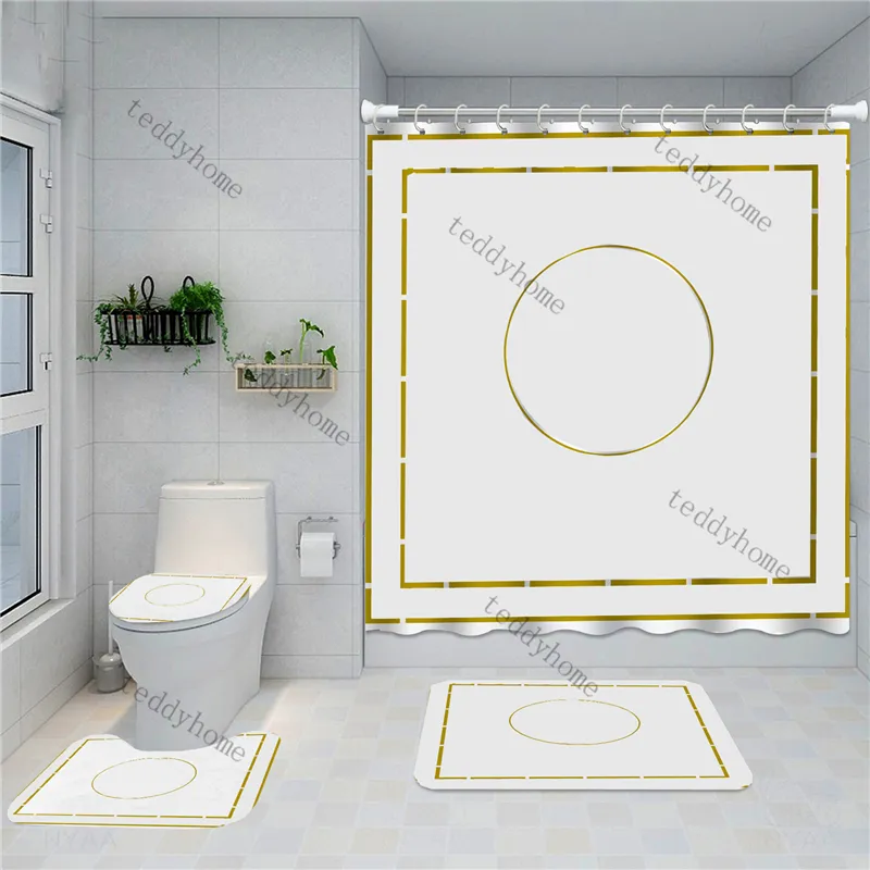 클래식 방수 샤워 커튼 흡수 목욕 매트 간단한 패턴 욕조 커튼 패션 욕실 장식