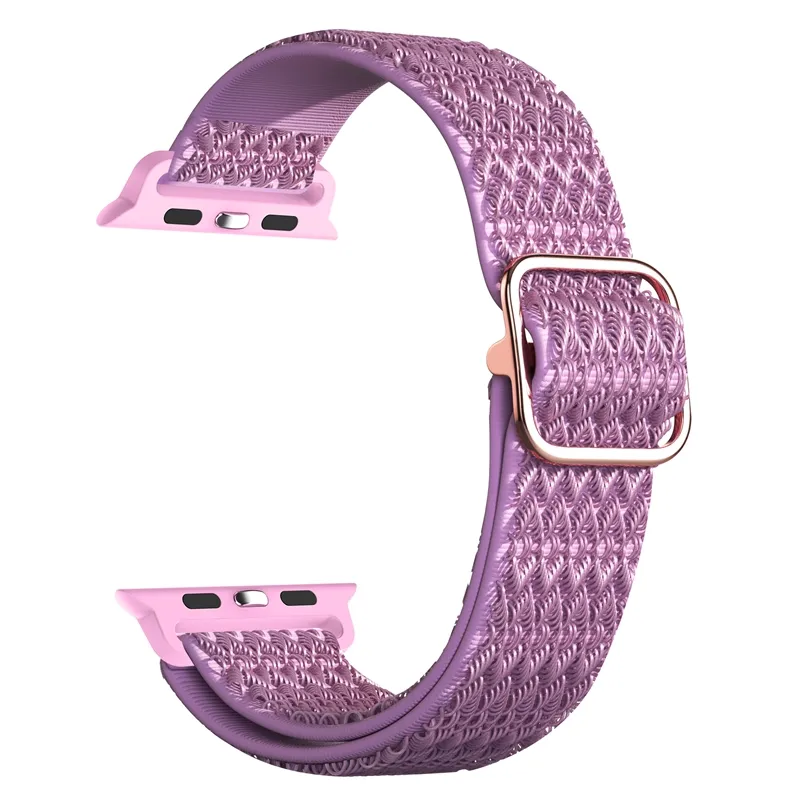 Pulseira de nylon com padrão de diamante, faixas elásticas para apple watch 1 2 3 4 5 6 7 se com conector adaptador 200