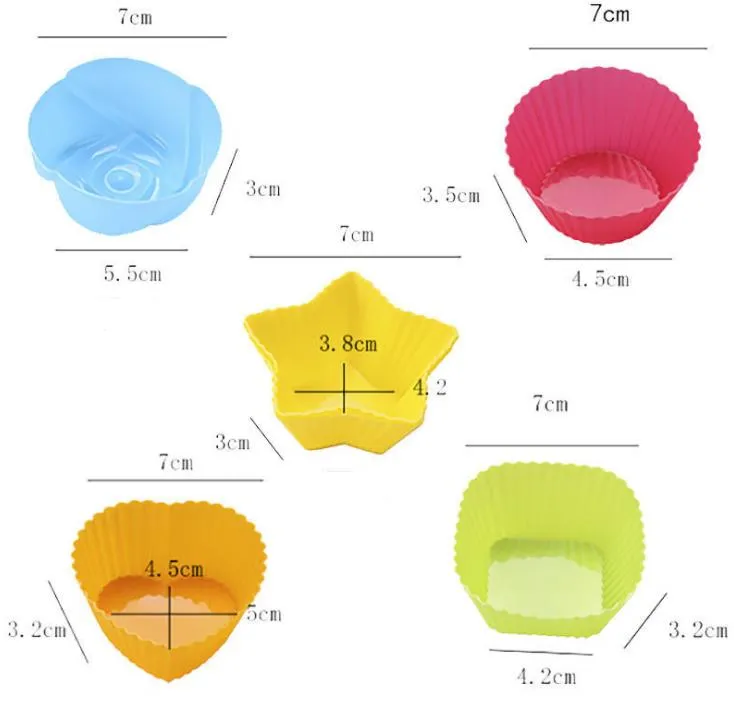 Silicone Cupcake Mold Heart Cakes Muffin Molds Bakeware Non-Stick Heat Resistant Reusable Kitchen Cooking Maker DIY Cake Decorating Tools SN3037