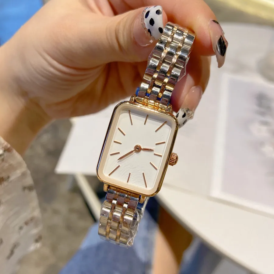 Fashion Brand Watches Women Girl Rectangle Style Dial Steel Metal Band Good Quality Wrist Watch Dan 04204Y