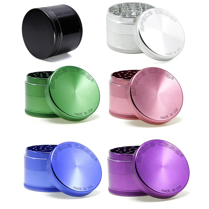 Space Case Grinder Tabak Slijpmachines Metalen Herb Spice Crusher 63mm Zwart Zilver Blauw Groen Roze Paars 4 Lagen Slicer