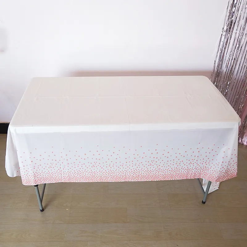 137 * 274 cm Dyspozytowy Tabela Okładki Plastikowe Róża Złota Dot Tablecloth Urodziny Wesele Dekoracje Dekoracje